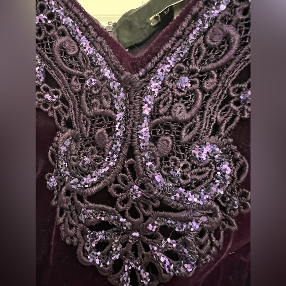 Vintage Crushed Velvet Purple Dress with Embellishment - Picture 3 of 6